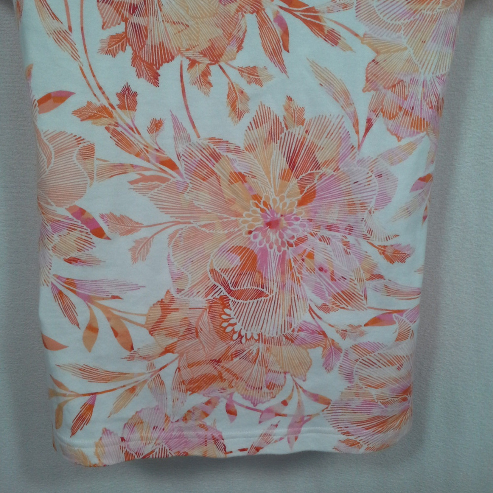 Croft & Barrow womens top t-shirt Size S Orange floral on white - Picture 4 of 8